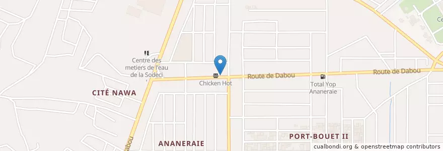 Mapa de ubicacion de Restaurant africain en Côte D'Ivoire, Abidjan, Yopougon.