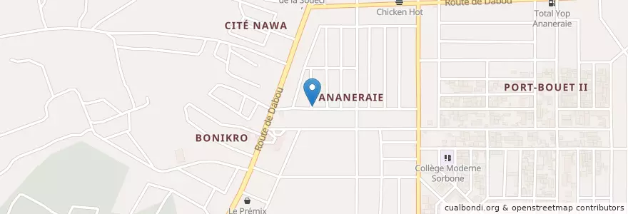 Mapa de ubicacion de Kiosque café en 코트디부아르, 아비장, Yopougon.