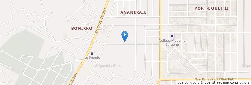 Mapa de ubicacion de Kiosque café en Costa Do Marfim, Abidjan, Yopougon.