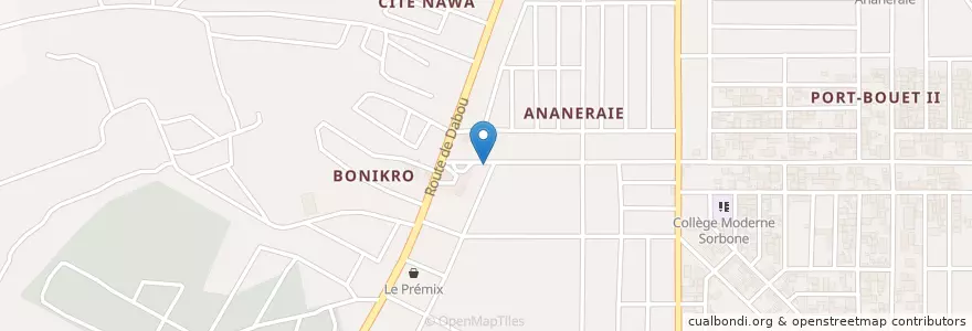 Mapa de ubicacion de Mobil money en Costa D'Avorio, Abidjan, Yopougon.