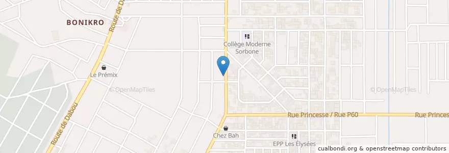 Mapa de ubicacion de Chez la mère en Ivoorkust, Abidjan, Yopougon.
