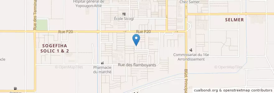 Mapa de ubicacion de Buvette Traditionelle en コートジボワール, アビジャン, Yopougon.