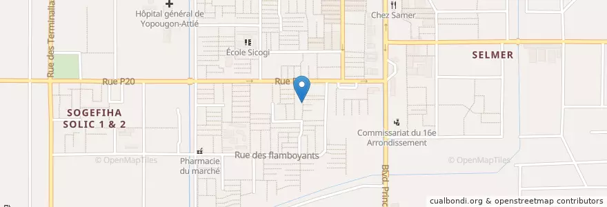 Mapa de ubicacion de Restaurant en 코트디부아르, 아비장, Yopougon.
