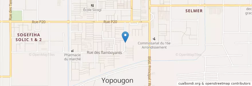 Mapa de ubicacion de Maquis Restaurant en Côte D'Ivoire, Abidjan, Yopougon.