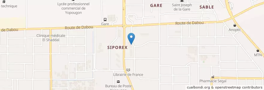 Mapa de ubicacion de Restaurant en Côte D’Ivoire, Abidjan, Yopougon.
