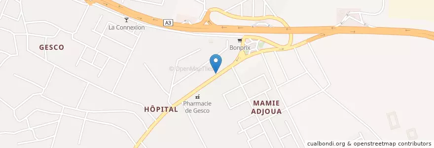 Mapa de ubicacion de Mobil Money en Fildişi Sahili, Abican, Yopougon.