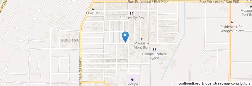 Mapa de ubicacion de Cave en Ivory Coast, Abidjan, Yopougon.