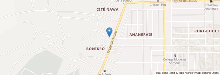 Mapa de ubicacion de Compagnie de transport en Costa De Marfil, Abiyán, Yopougon.