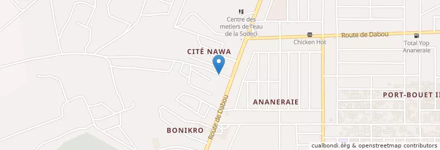 Mapa de ubicacion de Buvette en Ivoorkust, Abidjan, Yopougon.