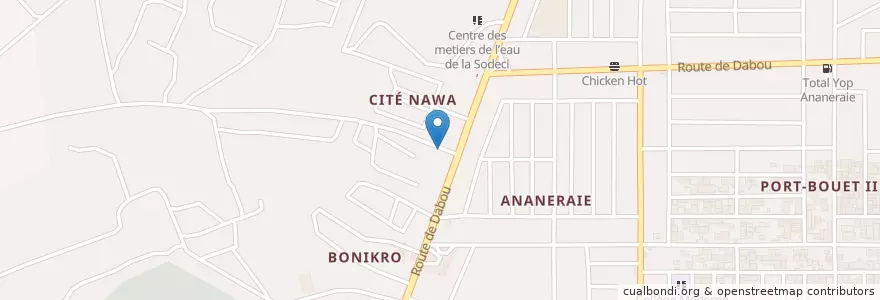 Mapa de ubicacion de Cyber Café en 科特迪瓦, 阿比让, Yopougon.