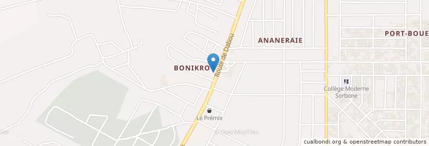 Mapa de ubicacion de Kiosque à café express en Costa De Marfil, Abiyán, Yopougon.