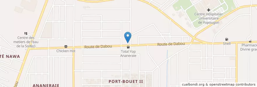 Mapa de ubicacion de Café Express en Côte D’Ivoire, Abidjan, Yopougon.