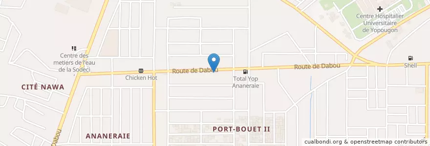 Mapa de ubicacion de Maquis chez N'Cho en 科特迪瓦, 阿比让, Yopougon.