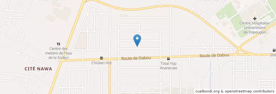 Mapa de ubicacion de Maquis Chez Mely en Costa D'Avorio, Abidjan, Yopougon.