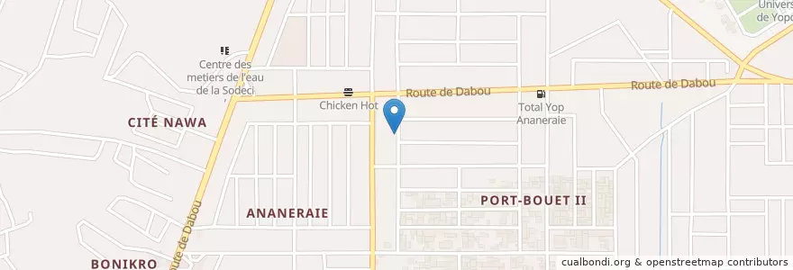 Mapa de ubicacion de Garba en Costa D'Avorio, Abidjan, Yopougon.