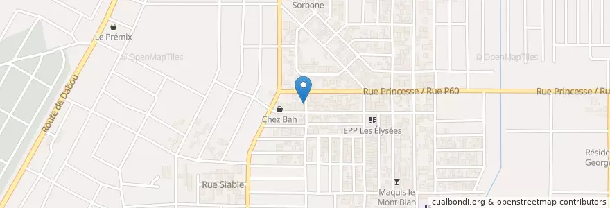 Mapa de ubicacion de Espace de Restauration en Côte D'Ivoire, Abidjan, Yopougon.