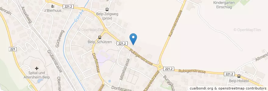 Mapa de ubicacion de Poststelle 3123 Belp en Svizzera, Berna, Verwaltungsregion Bern-Mittelland, Verwaltungskreis Bern-Mittelland, Belp.