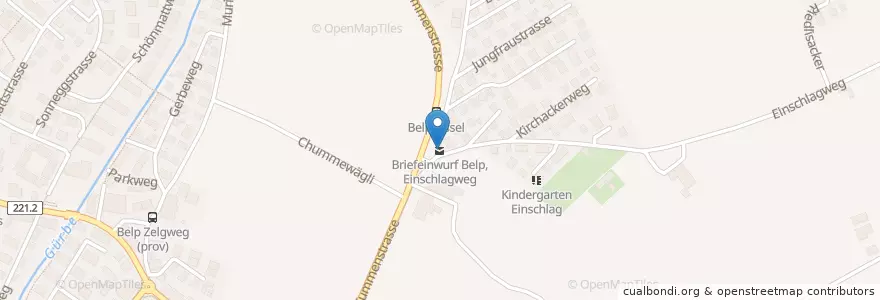 Mapa de ubicacion de Briefeinwurf Belp, Einschlagweg en Schweiz, Bern, Verwaltungsregion Bern-Mittelland, Verwaltungskreis Bern-Mittelland, Belp.