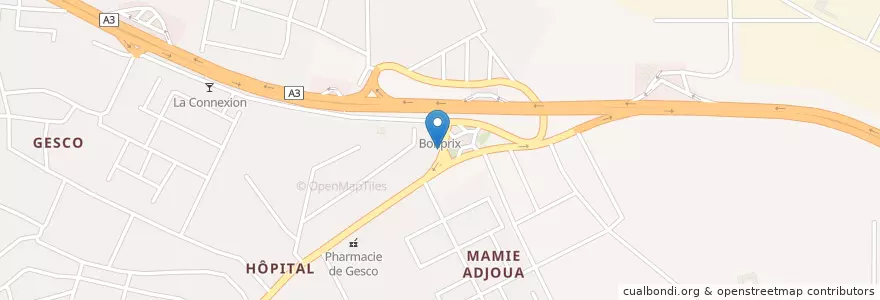Mapa de ubicacion de Eglise Apostolique en Costa Do Marfim, Abidjan, Yopougon.
