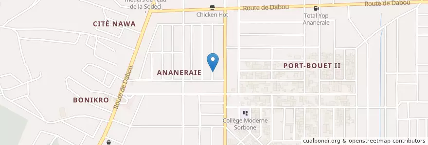 Mapa de ubicacion de Kiosque café en Ivoorkust, Abidjan, Yopougon.
