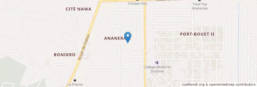 Mapa de ubicacion de Restaurant africain en Costa D'Avorio, Abidjan, Yopougon.