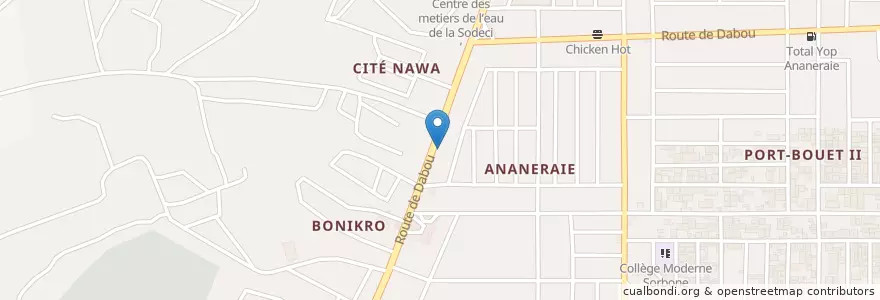 Mapa de ubicacion de Kiosque café en Ivory Coast, Abidjan, Yopougon.