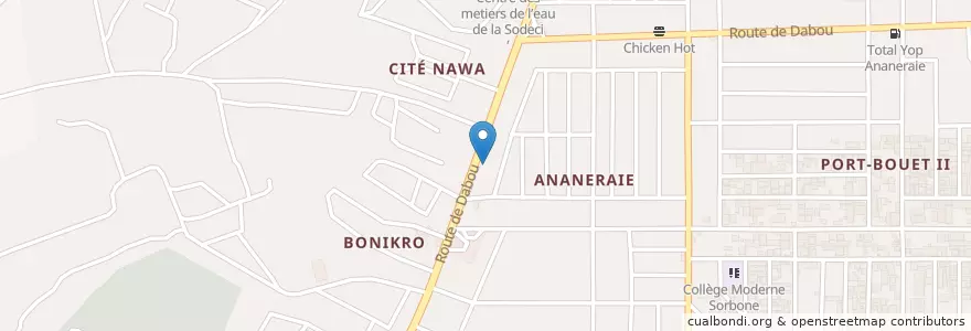 Mapa de ubicacion de Maquis plein air en Côte D’Ivoire, Abidjan, Yopougon.