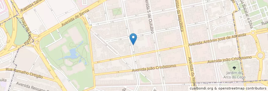 Mapa de ubicacion de Joker Lounge Saldanha en ポルトガル, Área Metropolitana De Lisboa, Lisboa, Grande Lisboa, リスボン, Avenidas Novas.
