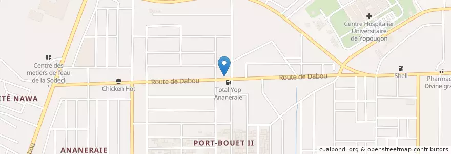 Mapa de ubicacion de Toilette Publique en Côte D’Ivoire, Abidjan, Yopougon.