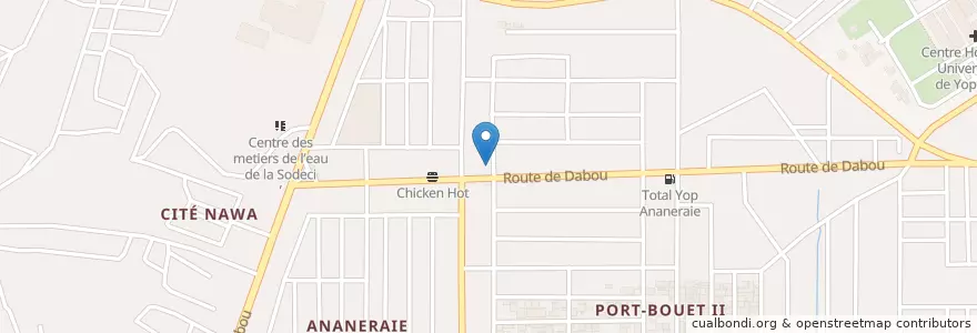 Mapa de ubicacion de Clinique Médicale le Bélier en Côte D'Ivoire, Abidjan, Yopougon.