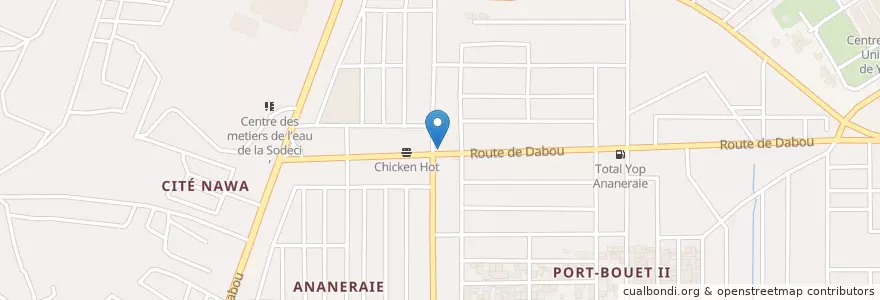 Mapa de ubicacion de Maquis Restaurant en Côte D’Ivoire, Abidjan, Yopougon.