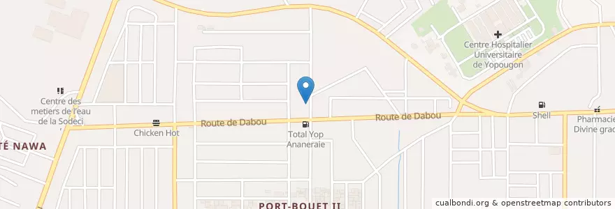 Mapa de ubicacion de Restaurant en Costa D'Avorio, Abidjan, Yopougon.