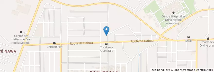 Mapa de ubicacion de Cave Chez Monia en Côte D’Ivoire, Abidjan, Yopougon.