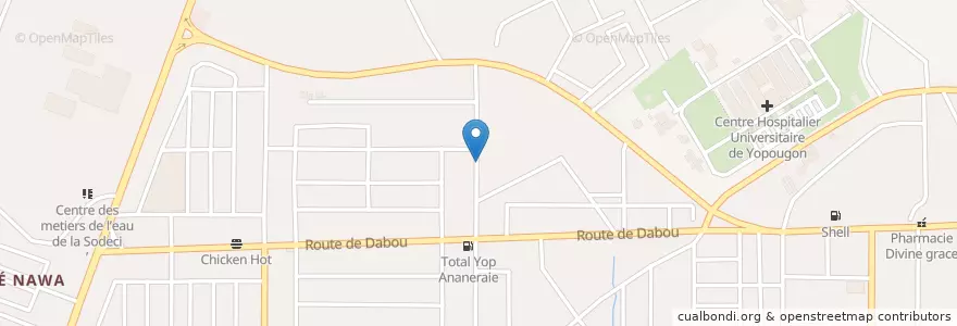 Mapa de ubicacion de Lavage auto en Costa D'Avorio, Abidjan, Yopougon.