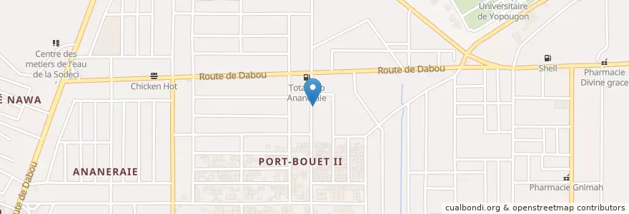 Mapa de ubicacion de Kiosque Café en Elfenbeinküste, Abidjan, Yopougon.