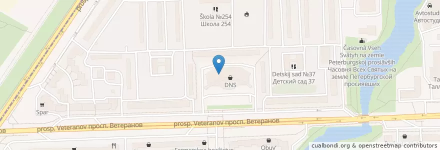 Mapa de ubicacion de Мираж Синема en Russia, Northwestern Federal District, Leningrad Oblast, Saint Petersburg, Кировский Район, Округ Ульянка.