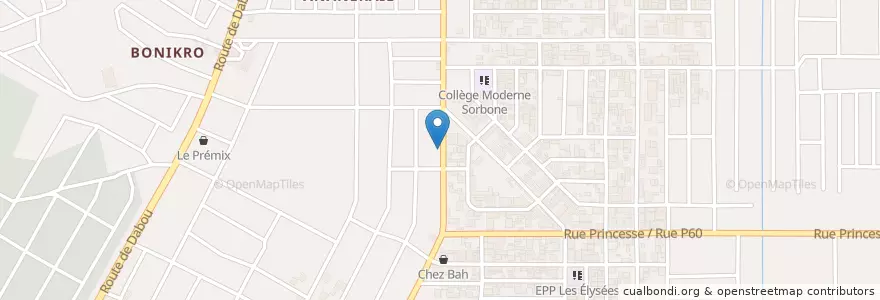 Mapa de ubicacion de Cave en Costa Do Marfim, Abidjan, Yopougon.