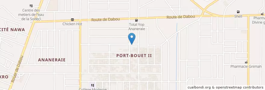 Mapa de ubicacion de Mosquée en Côte D'Ivoire, Abidjan, Yopougon.