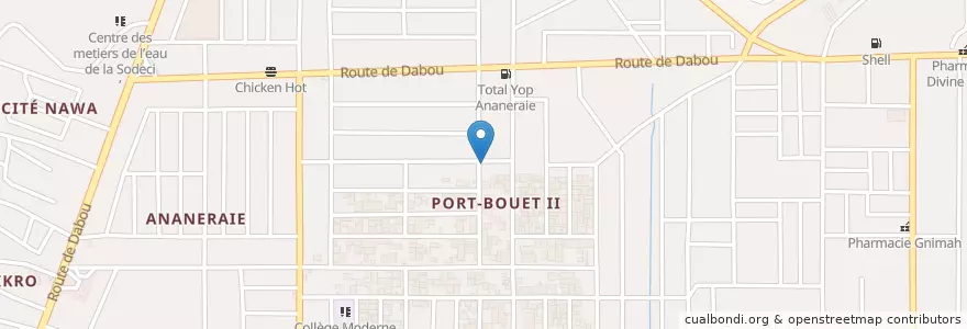 Mapa de ubicacion de Dépot de Gaz en Côte D’Ivoire, Abidjan, Yopougon.