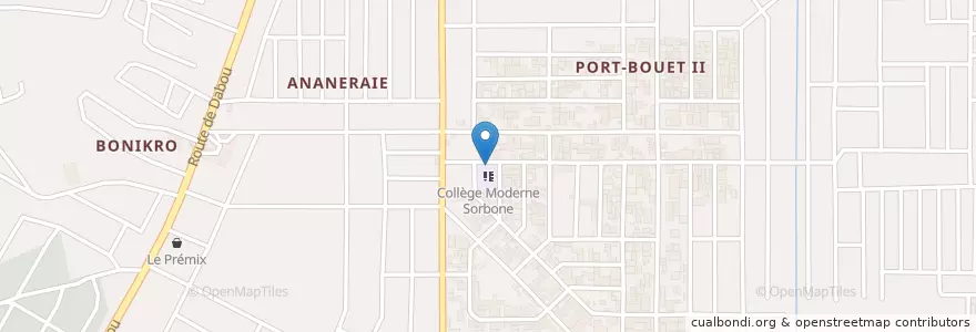 Mapa de ubicacion de Groupe Scolaire La Sorbone en ساحل عاج, آبیجان, Yopougon.