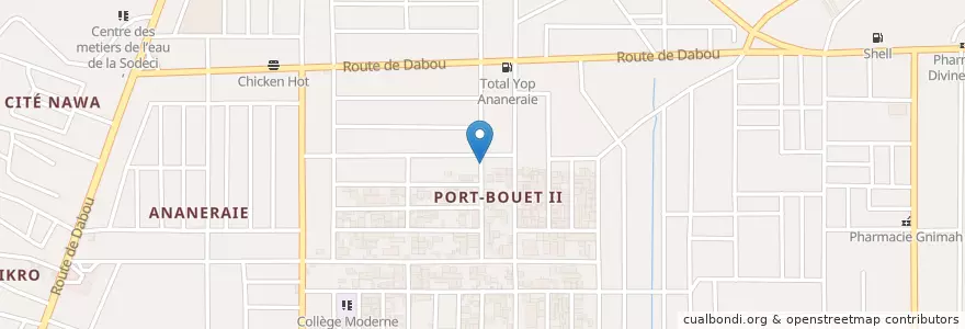 Mapa de ubicacion de Source de Vie en Costa Do Marfim, Abidjan, Yopougon.