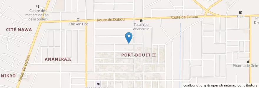 Mapa de ubicacion de Kiosque Café en Ivoorkust, Abidjan, Yopougon.