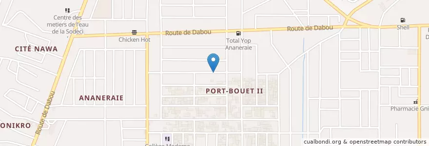 Mapa de ubicacion de Cave le Soft en 科特迪瓦, 阿比让, Yopougon.