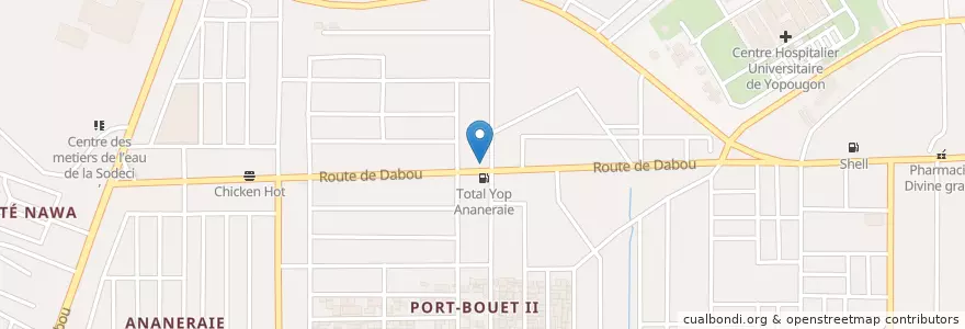 Mapa de ubicacion de Cafe express en ساحل عاج, آبیجان, Yopougon.