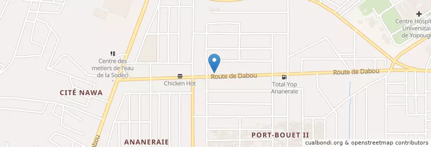 Mapa de ubicacion de Clinique medicale Mont Carmel en Elfenbeinküste, Abidjan, Yopougon.