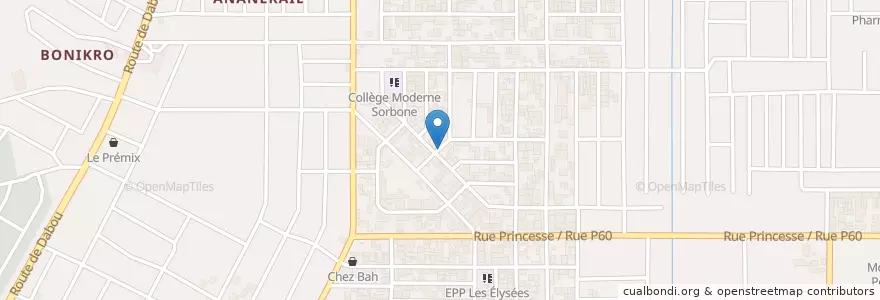 Mapa de ubicacion de Kiosque café en Costa D'Avorio, Abidjan, Yopougon.