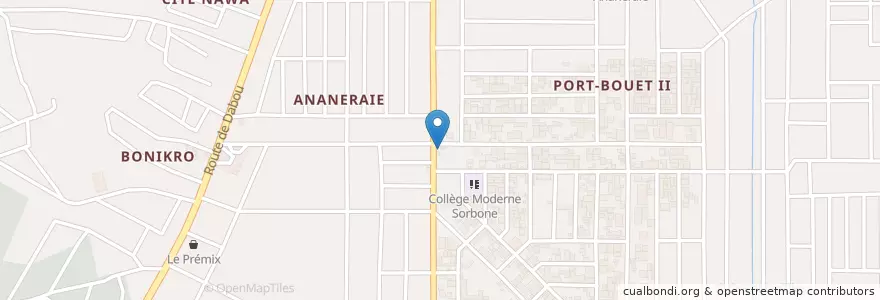 Mapa de ubicacion de Café Express en Costa De Marfil, Abiyán, Yopougon.
