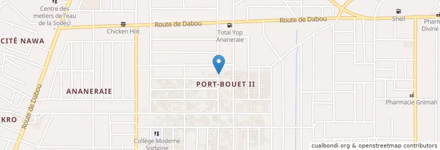 Mapa de ubicacion de Espace gastronomique en Elfenbeinküste, Abidjan, Yopougon.