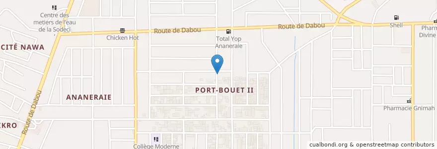 Mapa de ubicacion de Souce de vie maternelle et primaire en 科特迪瓦, 阿比让, Yopougon.