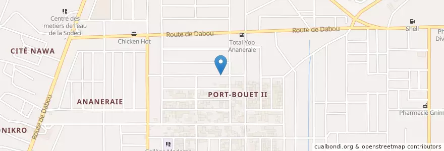 Mapa de ubicacion de Kiosque café en Côte D'Ivoire, Abidjan, Yopougon.